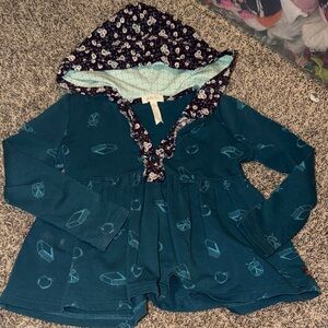 Matilda Jane Blue Cardigan with Patterned Hood